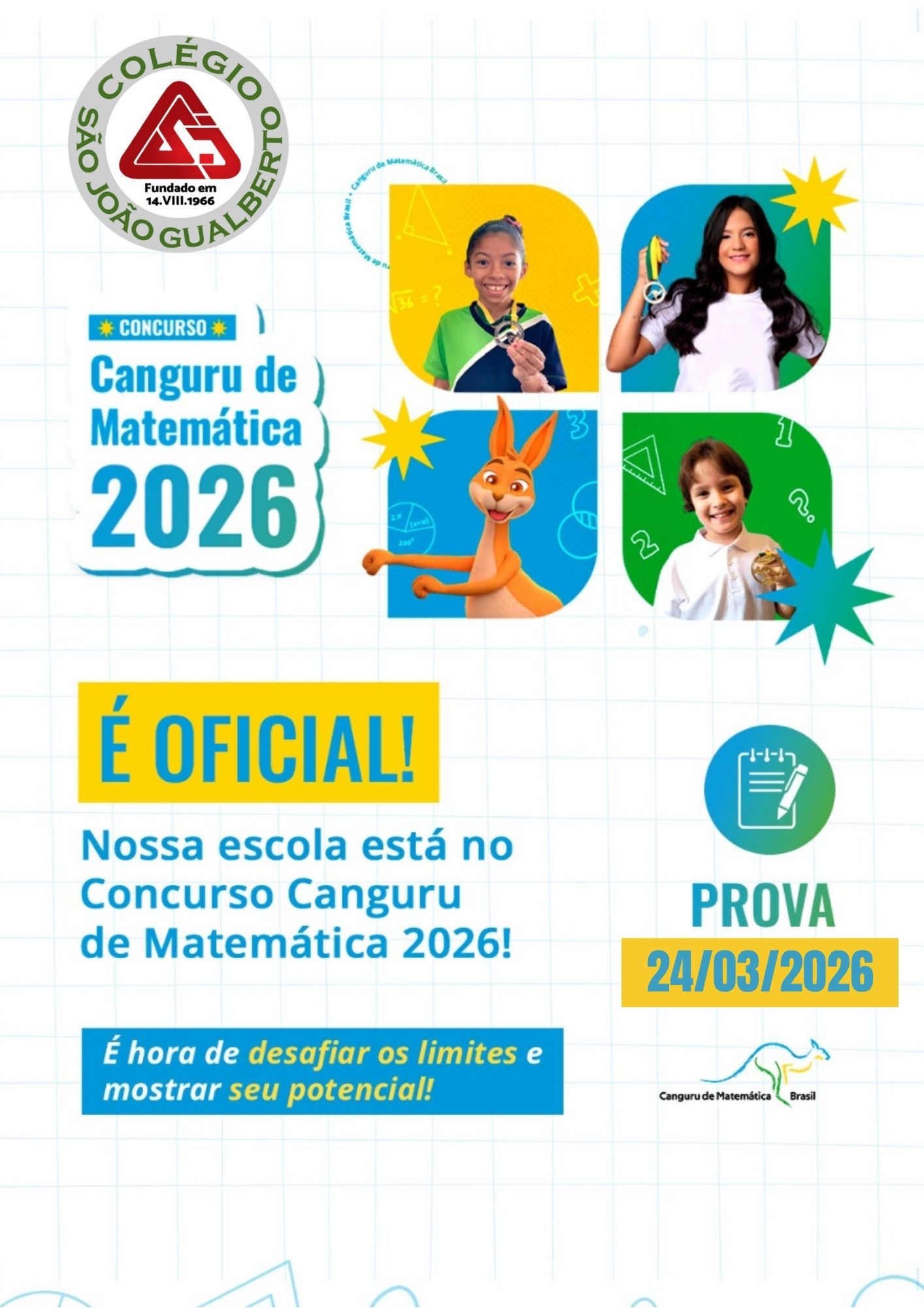 Olimp�ada Canguru de Matem�tica ser� realizada no dia 24 no Col�gio S�o Jo�o Gualberto Col�gio S�o Jo�o Gualberto